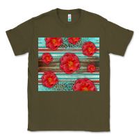 Army Green Western Roses Classic Tee - LillyAllenDesigns