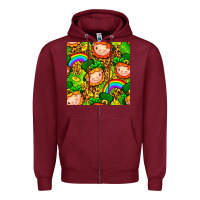 Burgundy St. Patrick's dwarf seamless pattern digital paper Zipper Hoodie - BundleAndBundleShop