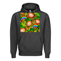 Charcoal Heather St. Patrick's dwarf seamless pattern digital paper Zipper Hoodie - BundleAndBundleShop