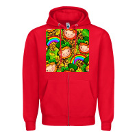 Red St. Patrick's dwarf seamless pattern digital paper Zipper Hoodie - BundleAndBundleShop