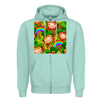 Seafoam St. Patrick's dwarf seamless pattern digital paper Zipper Hoodie - BundleAndBundleShop