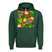 Sports Green St. Patrick's dwarf seamless pattern digital paper Zipper Hoodie - BundleAndBundleShop