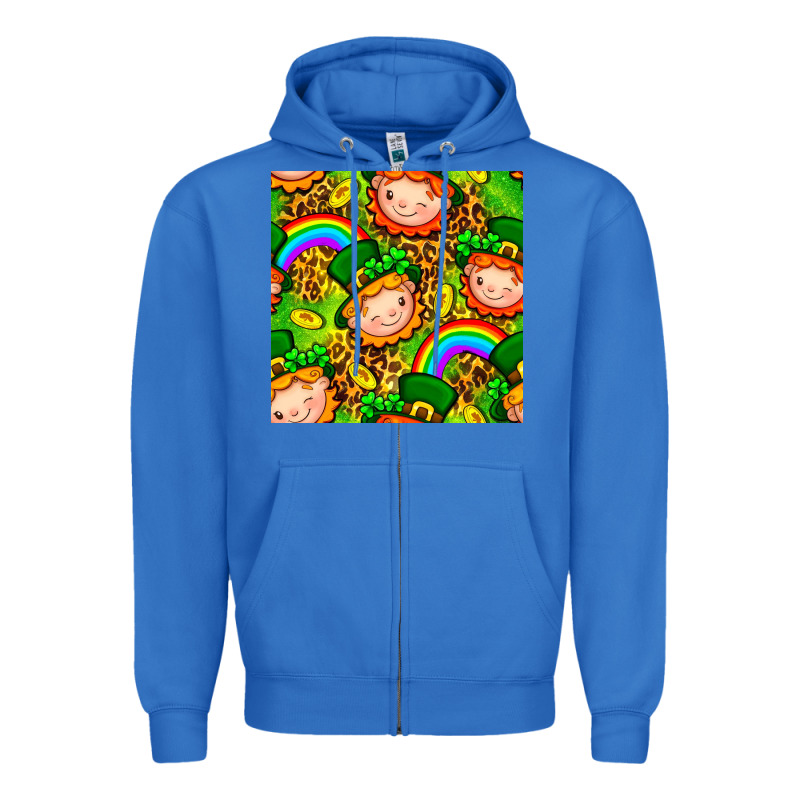 St. Patrick's Dwarf Seamless Pattern Digital Paper Zipper Hoodie by BundleAndBundleShop | Teevron
