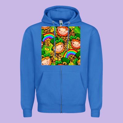 St. Patrick's Dwarf Seamless Pattern Digital Paper Zipper Hoodie Designed By Bundleandbundleshop