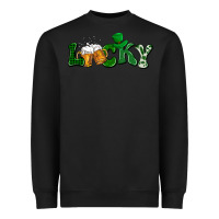 Black Lucky with beer St. Patricks day Heavyweight Sweatshirt - HowdyJamesFarm