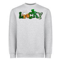 Heather Grey Lucky with beer St. Patricks day Heavyweight Sweatshirt - HowdyJamesFarm