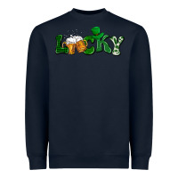 Navy Lucky with beer St. Patricks day Heavyweight Sweatshirt - HowdyJamesFarm