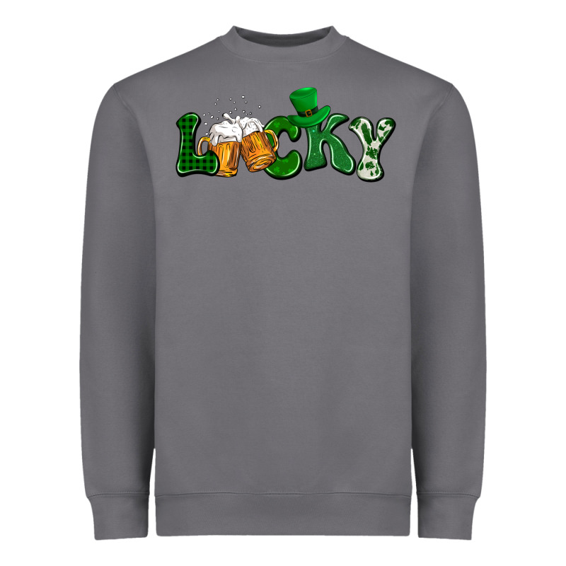 Lucky With Beer St. Patricks Day Heavyweight Sweatshirt by HowdyJamesFarm | Teevron