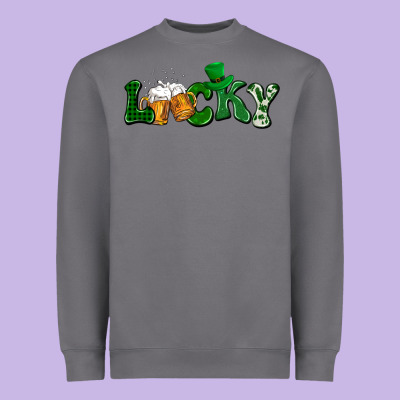 Lucky With Beer St. Patricks Day Heavyweight Sweatshirt Designed By Howdyjamesfarm