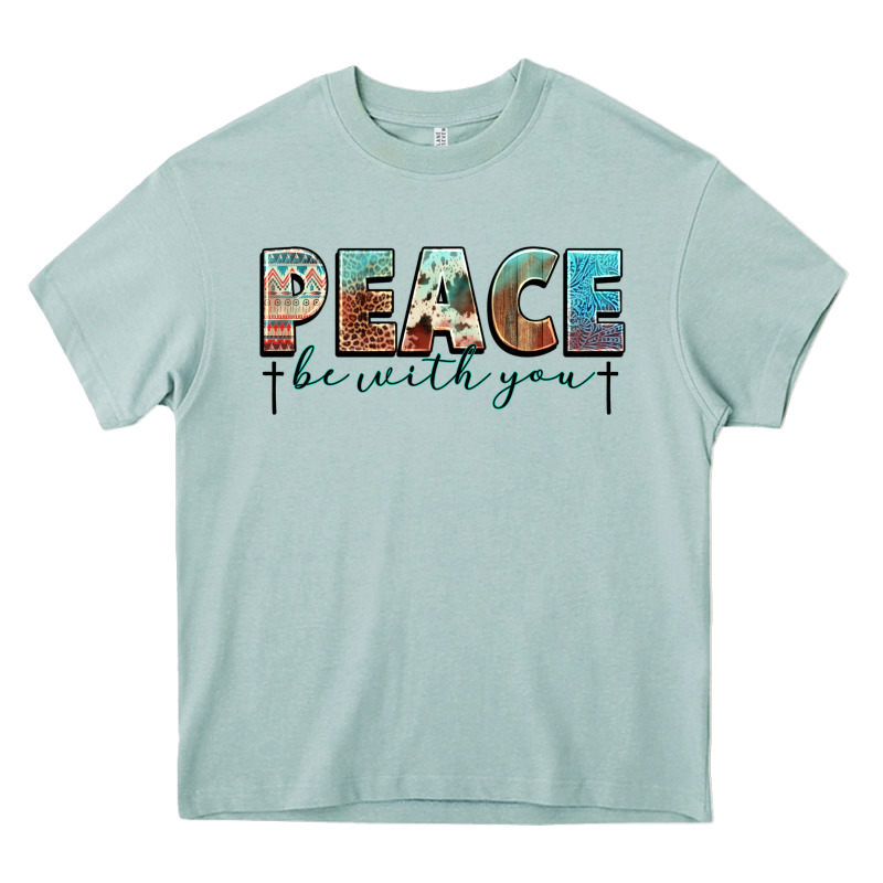 Peace Be With You Cross Heavy Core Tee by NancyCooperArtShop | Teevron