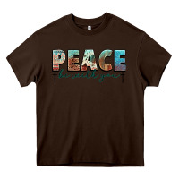Chocolate Brown peace be with you cross Heavy Core Tee - NancyCooperArtShop