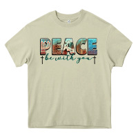 Mossy peace be with you cross Heavy Core Tee - NancyCooperArtShop