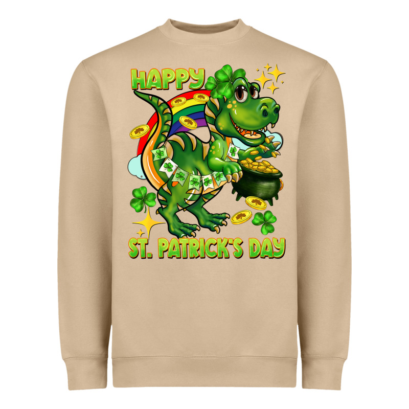 Happy St. Patrick's Day T-rex Heavyweight Sweatshirt by CowGirlArtShop | Teevron