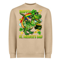 Mushroom Happy St. Patrick's Day T-rex Heavyweight Sweatshirt - CowGirlArtShop