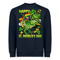 Navy Happy St. Patrick's Day T-rex Heavyweight Sweatshirt - CowGirlArtShop