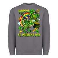 Storm Happy St. Patrick's Day T-rex Heavyweight Sweatshirt - CowGirlArtShop