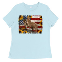 Baby Blue American Wolves with Sunflower Background Png Ladies Tee - Jasminsmagicworld