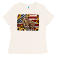 American Wolves With Sunflower Background Png Ladies Tee | Teevron