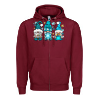 Burgundy winter gnomies Zipper Hoodie - BundleAndBundleShop