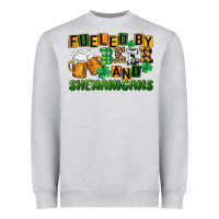 Heather Grey fueled by beer and shenanigans Heavyweight Sweatshirt - CowGirlArtShop