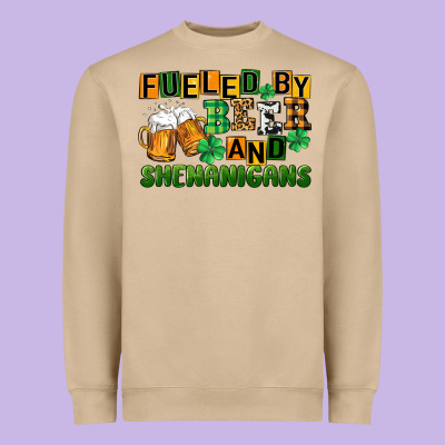 Fueled By Beer And Shenanigans Heavyweight Sweatshirt Designed By Cowgirlartshop