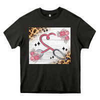Asphalt customized leopard floral nurse Heavy Core Tee - MaliasSmallBusiness