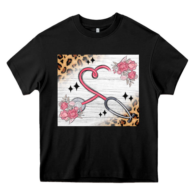 Customized Leopard Floral Nurse Heavy Core Tee by MaliasSmallBusiness | Teevron
