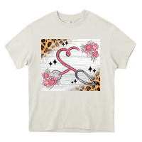 Cream customized leopard floral nurse Heavy Core Tee - MaliasSmallBusiness