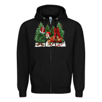 Black christmas santa Zipper Hoodie - FaDigitalArtStudio