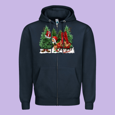 Christmas Santa Zipper Hoodie Designed By Fadigitalartstudio