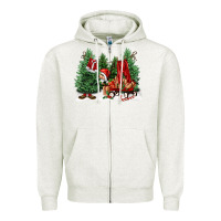 Oatmeal Heather christmas santa Zipper Hoodie - FaDigitalArtStudio