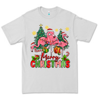 Dove Grey merry christmas flamingos Premium Tee - MaliasSmallBusiness