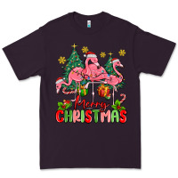 Plum merry christmas flamingos Premium Tee - MaliasSmallBusiness