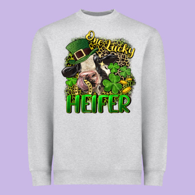 One Lucky Heifer Heavyweight Sweatshirt Designed By Cowgirlartshop