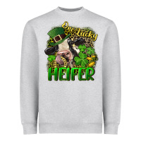 Heather Grey One lucky Heifer Heavyweight Sweatshirt - CowGirlArtShop
