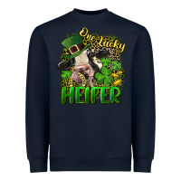 Navy One lucky Heifer Heavyweight Sweatshirt - CowGirlArtShop