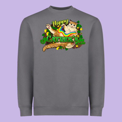 St. Patrick's Day Cat Heavyweight Sweatshirt Designed By Howdyjamesfarm