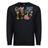 Black Happy Easter Premium Sweatshirt - CowhideDigitalArt