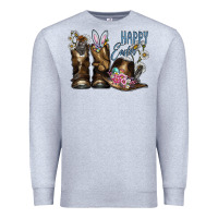 Heather Grey Happy Easter Premium Sweatshirt - CowhideDigitalArt