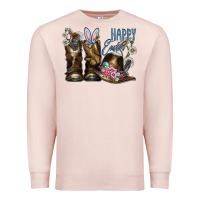 Pale Pink Happy Easter Premium Sweatshirt - CowhideDigitalArt