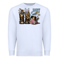 White Happy Easter Premium Sweatshirt - CowhideDigitalArt