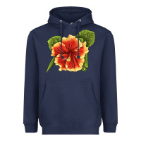 Navy Hawaiian Hibiscus Flower Illustrations Heavyweight Hoodie - LillyAllenDesigns