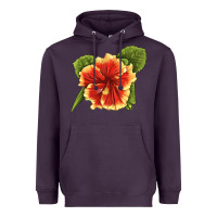Plum Hawaiian Hibiscus Flower Illustrations Heavyweight Hoodie - LillyAllenDesigns