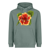 Sage Hawaiian Hibiscus Flower Illustrations Heavyweight Hoodie - LillyAllenDesigns