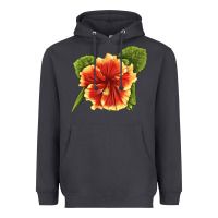 Smoke Hawaiian Hibiscus Flower Illustrations Heavyweight Hoodie - LillyAllenDesigns