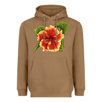Toasted Coconut Hawaiian Hibiscus Flower Illustrations Heavyweight Hoodie - LillyAllenDesigns