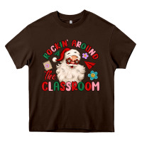 Chocolate Brown rockin around the classroom Heavy Core Tee - MaliasSmallBusiness