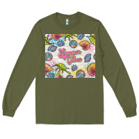 Army Green summer vibes with sea shells Long Sleeve Tee - TumblerDesignByShophia