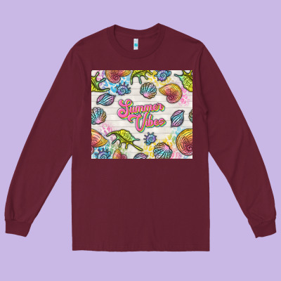Summer Vibes With Sea Shells Long Sleeve Tee Designed By Tumblerdesignbyshophia