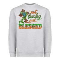 Heather Grey Not lucky just Blessed with Cross St. Patricks day Heavyweight Sweatshirt - HowdyJamesFarm